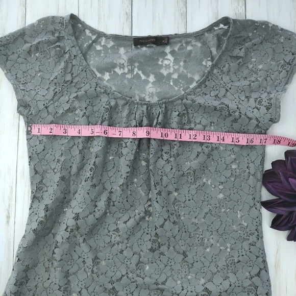The Limited gray lace sheer top t-shirt d28 - Picture 6 of 8